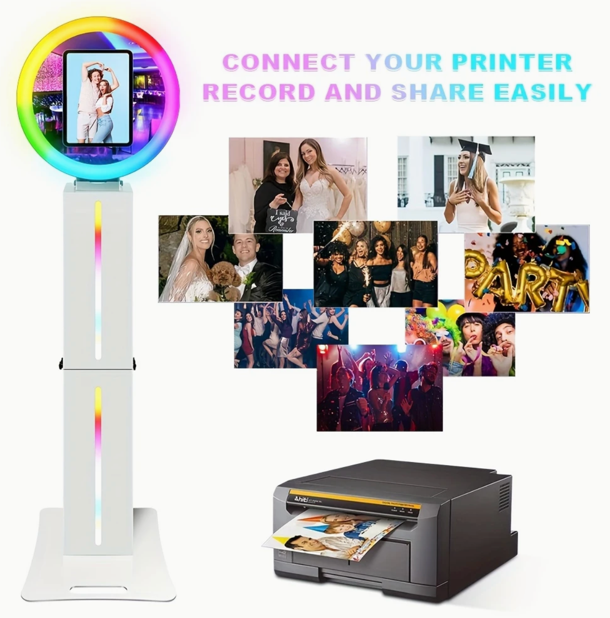 LumaGlow™ LED Photo Booth with Printer-Ready Setup + Travel Case