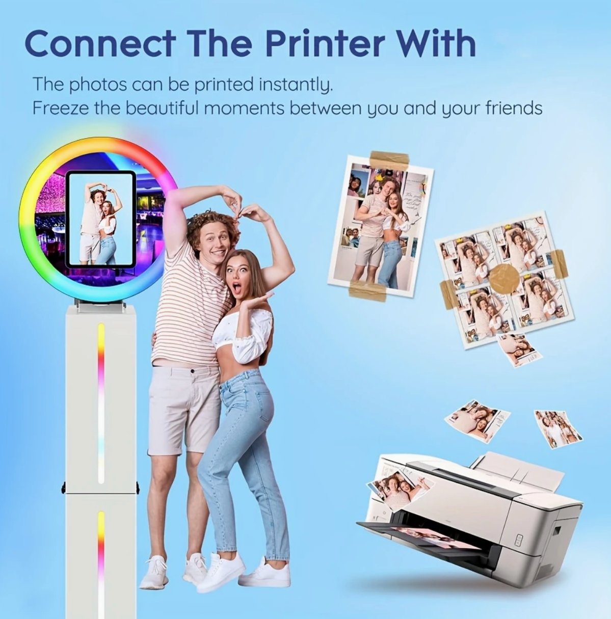LumaGlow™ LED Photo Booth with Printer-Ready Setup + Travel Case